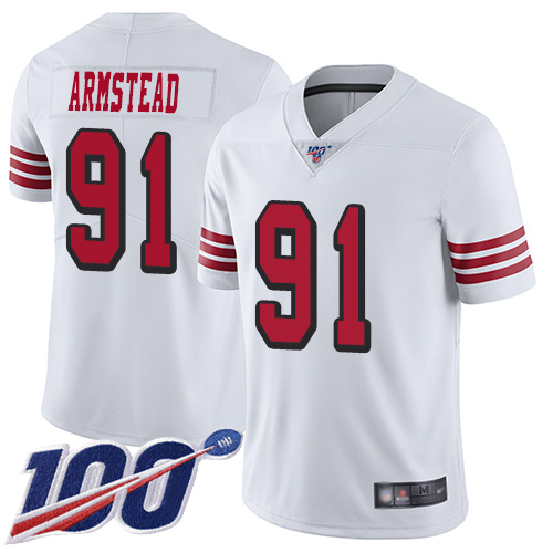 San Francisco 49ers Limited White Men Arik Armstead NFL Jersey #91 100th Season Rush Vapor Untouchable->youth nfl jersey->Youth Jersey